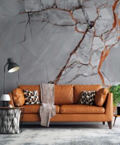 Orange Marble Pattern Wallpaper Mural
