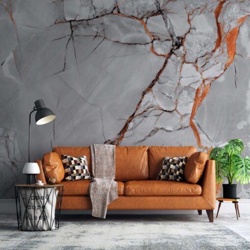 Orange Marble Pattern Wallpaper Mural