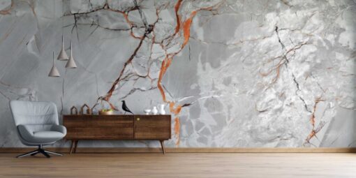 Orange Marble Pattern Wallpaper Mural