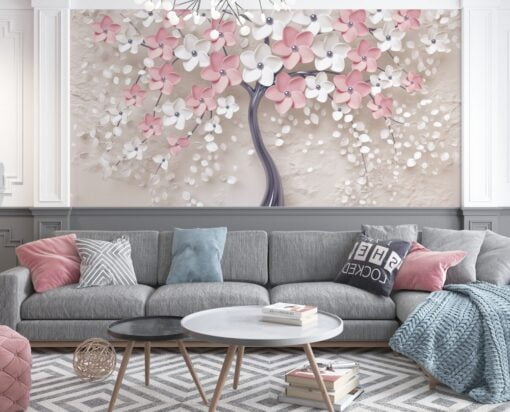 Abstract Pastel Colour Flowers Wallpaper Mural