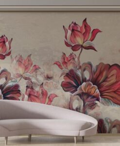 Abstract Flowers Wallpaper Mural