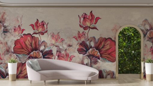 Abstract Flowers Wallpaper Mural