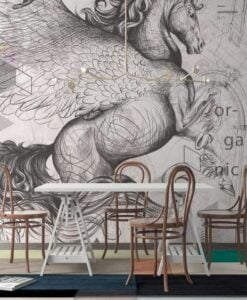 Da Vinci’s Pegasus Art Design Wallpaper Mural