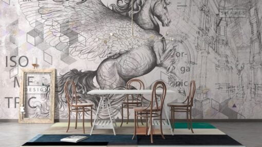 Da Vinci’s Pegasus Art Design Wallpaper Mural