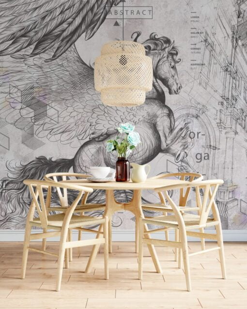 Da Vinci’s Pegasus Art Design Wallpaper Mural