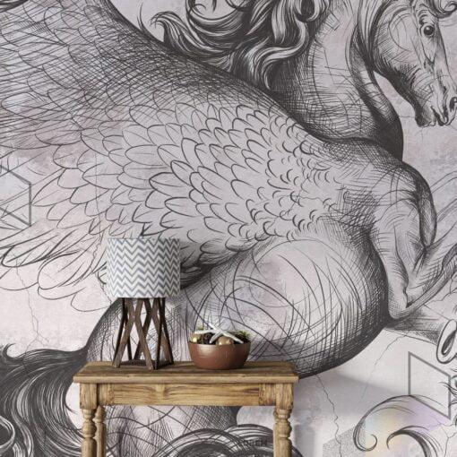 Da Vinci’s Pegasus Art Design Wallpaper Mural