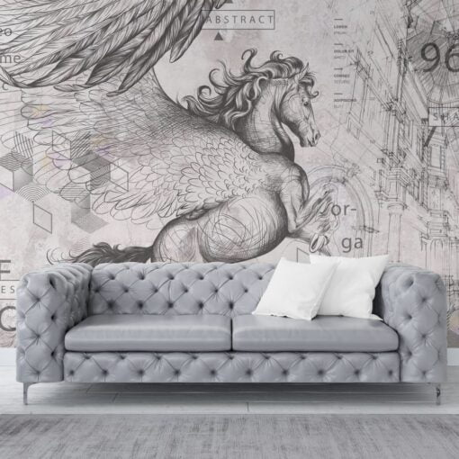 Da Vinci’s Pegasus Art Design Wallpaper Mural