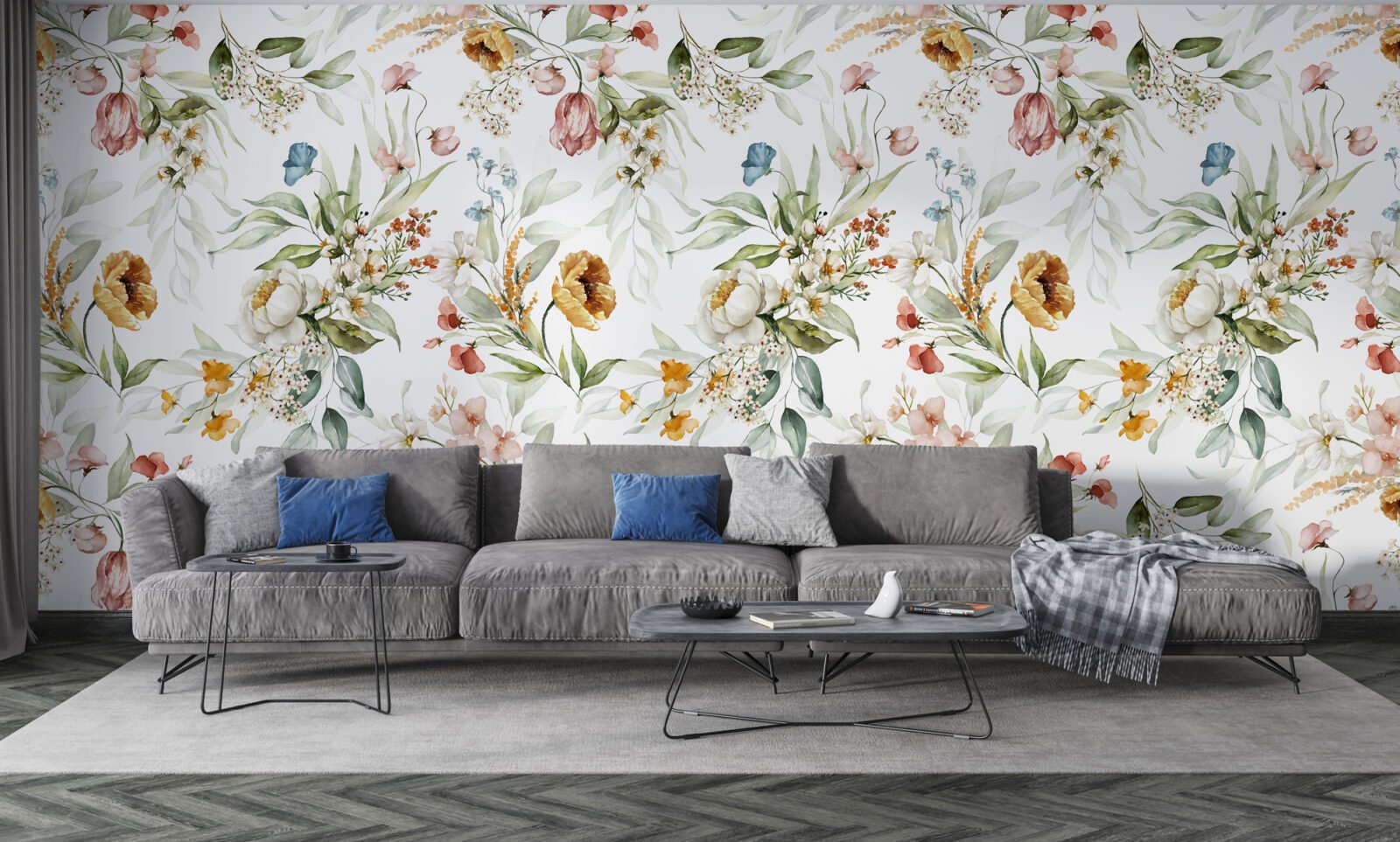 Charming Flowers Design Wallpaper Mural