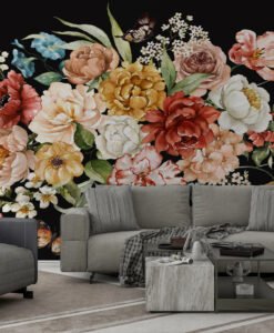Watercolor Flowers Design Wallpaper Mural