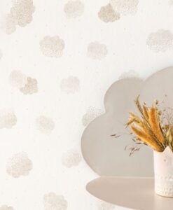 Head in the Clouds Wallpaper in Gold & White