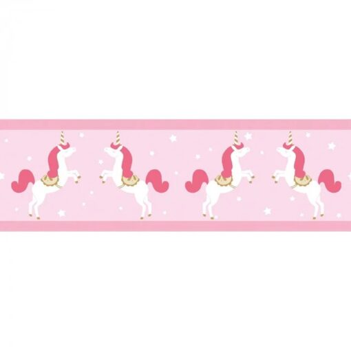 Unicorns Wallpaper in Soft Pink & Fuchsia Pink