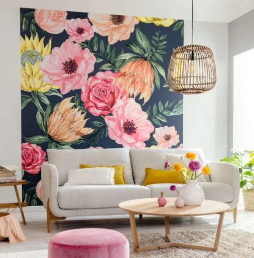 Flower Power Blossom Wallpaper in Multicolor