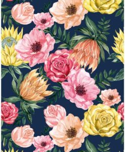 Flower Power Blossom Wallpaper in Multicolor