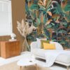 Panoramique Crazy Forest Wallpaper in Ocher Green
