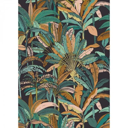 Panoramique Crazy Forest Wallpaper in Ocher Green