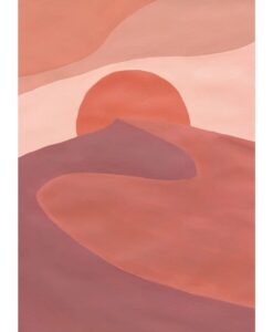 Panoramique Sunset Desert Wallpaper in Rose