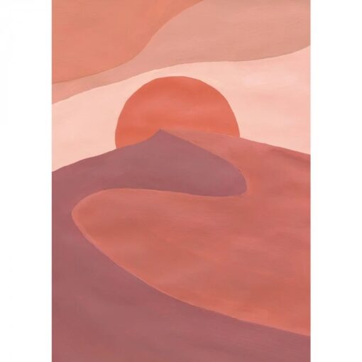 Panoramique Sunset Desert Wallpaper in Rose