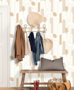 Up and Around Wallpaper in Beige Bland Dore