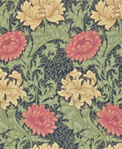 Chrysanthemum Wallpaper in Indigo by Morris & Co