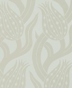 Persian Tulip Wallpaper in Silver