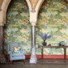 Peacock Garden Wallpaper in Green & Coral by Zoffany