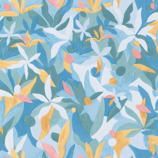 Fauve Wallpaper in Cobalt Blue Yellow & Coral