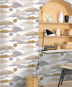 Voyage Wallpaper in Beige Taupe & Gold