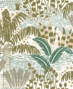 Palmeraie Wallpaper in Olive Green
