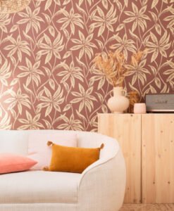 Paradisio Wallpaper in Red & Beige