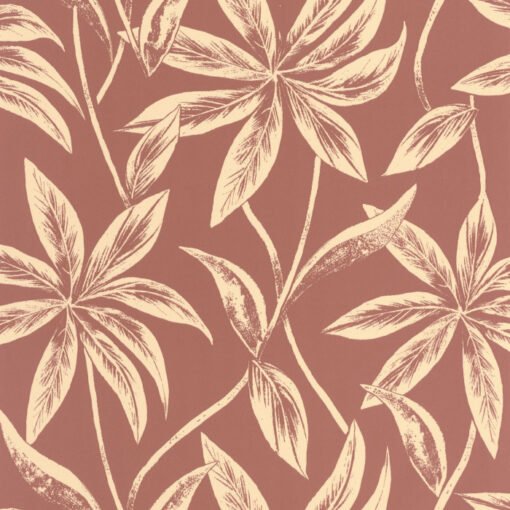 Paradisio Wallpaper in Red & Beige