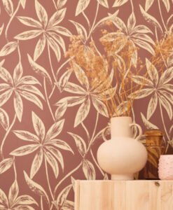 Paradisio Wallpaper in Red & Beige