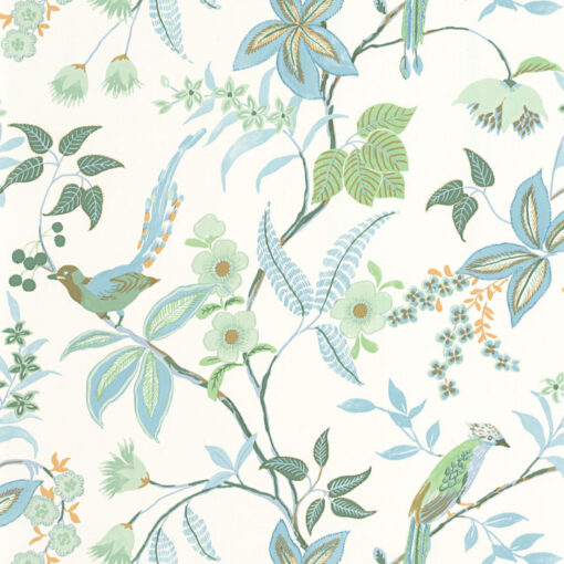 Happy Wallpaper in Porcelain Blue