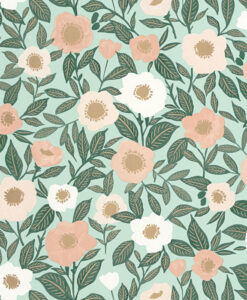 Lucky Wallpaper in Pink & Water Green