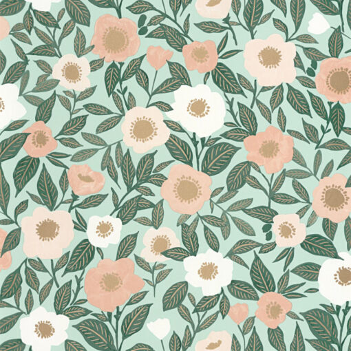 Lucky Wallpaper in Pink & Water Green