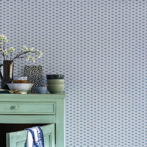 Haiku Wallpaper in Porcelain Blue