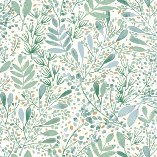 Joy Wallpaper in Green Blue Grey