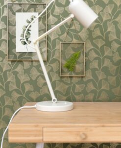 Osaka Wallpaper in Khaki Green Gold