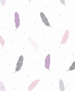 Boho Wallpaper in Soft Pink Purple & Silver