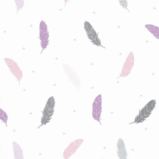 Boho Wallpaper in Soft Pink Purple & Silver