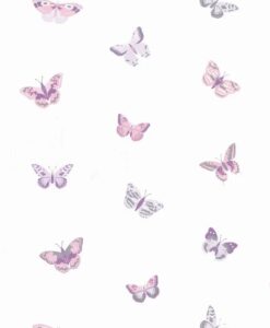Let's Fly Wallpaper in Soft Pink Purple & silver
