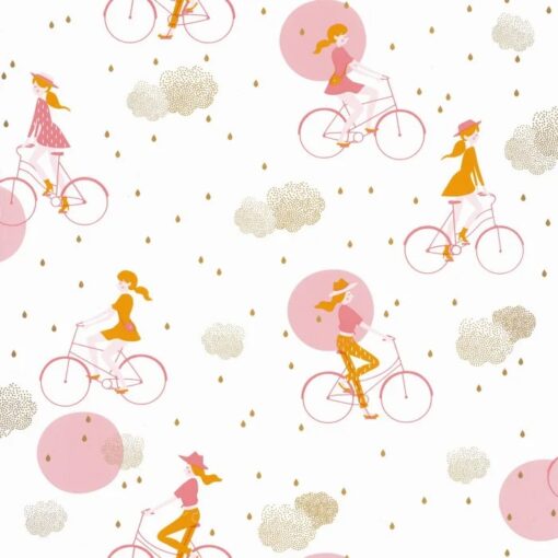 Lucy in the Sky Wallpaper in Raspberry Pink & Gold