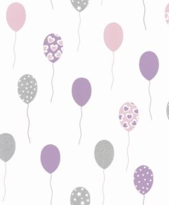 Party Time Wallpaper in Soft Pink Purple & Grey