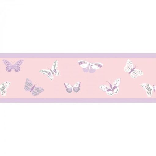 Butterfly Wallpaper in Soft Pink & Purple