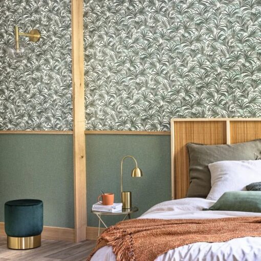Gaze Métal Wallpaper in Gold & Eucalyptus Green