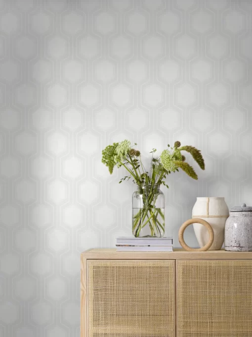 Honeycomb Wallpaper by Borastapeter in White