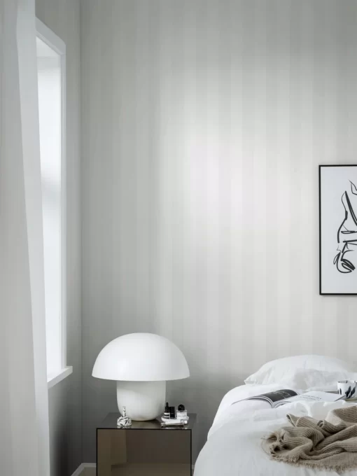 Stripe M Wallpaper in White by Borastapeter