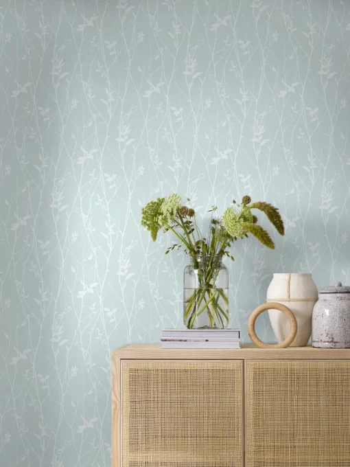 Spring Branches Wallpaper in Mint by Borastapeter