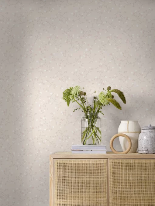 Posie Wallpaper in Beige by Borastapeter