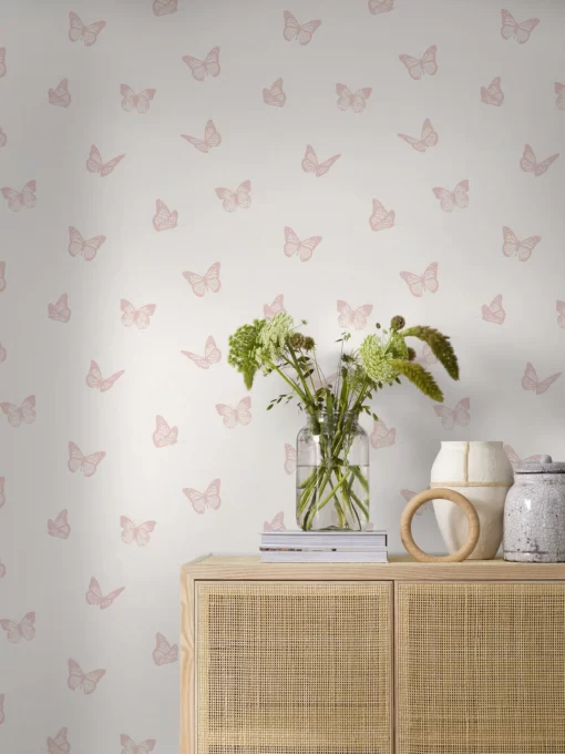 Pink Butterfly Wallpaper by Borastapeter