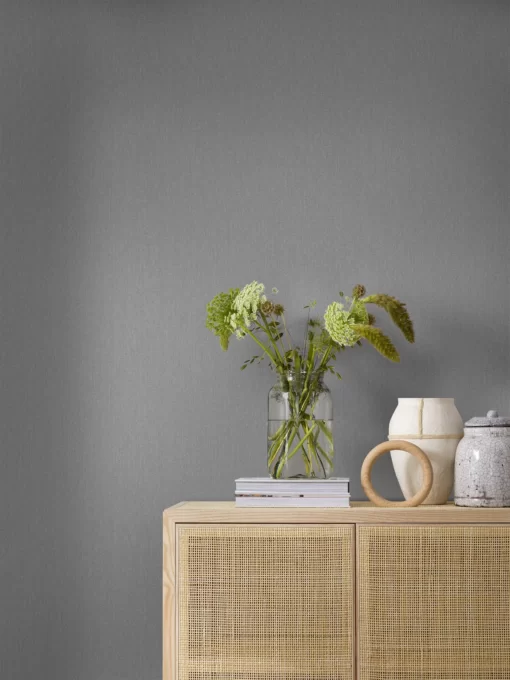 Textured Plain Wallpaper by Borastapeter in Charcoal from Decorama Easy Up 19